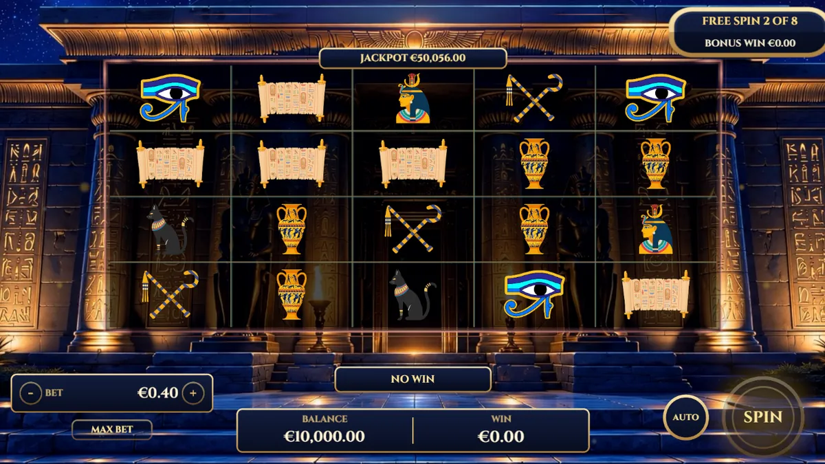 The free-spins round, played inside the temple.